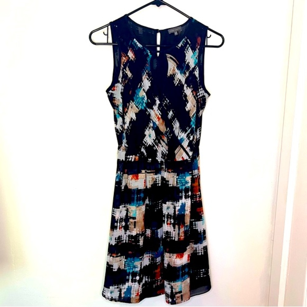 Vince Camuto Abstract Print Fit & Flare Dress Petite 4P